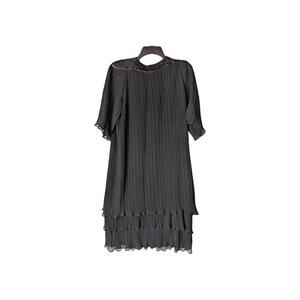 DINA BENNETT Vintage Women's Black Layered 100% Polyester Dress Sz 9/10